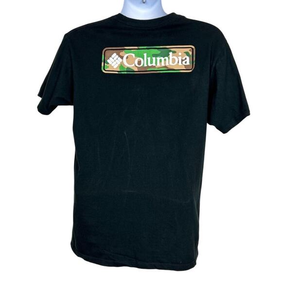 Columbia Black T-Shirt With Camo Logo Men's Large Cotton Shirt - Picture 4 of 10